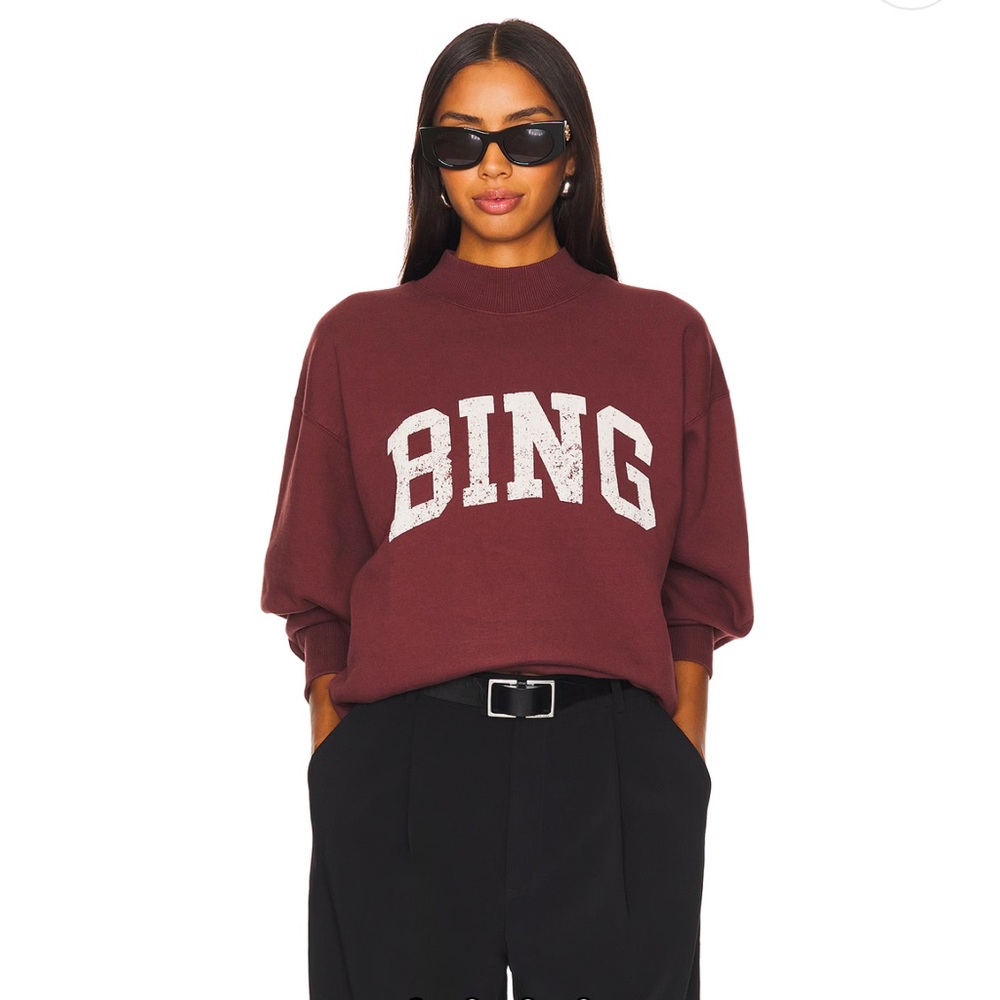 Anine Bing Brandie Sweatshirt in Deep Burgundy
